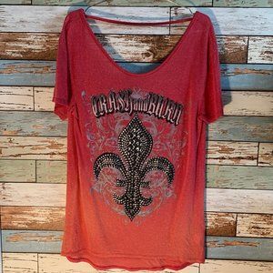 CRASH & BURN Red Ombre Studded Top Size Small